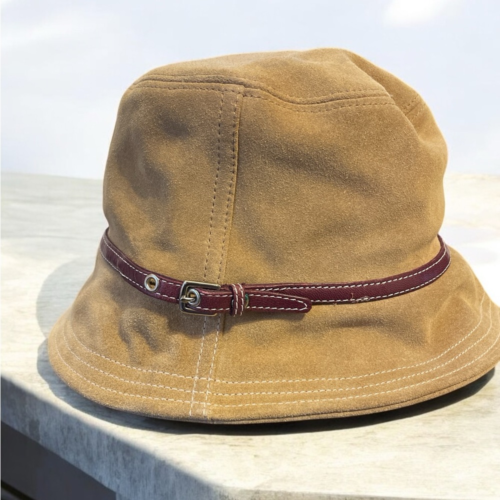 Coach Suede Bucket Hat with Leather Band